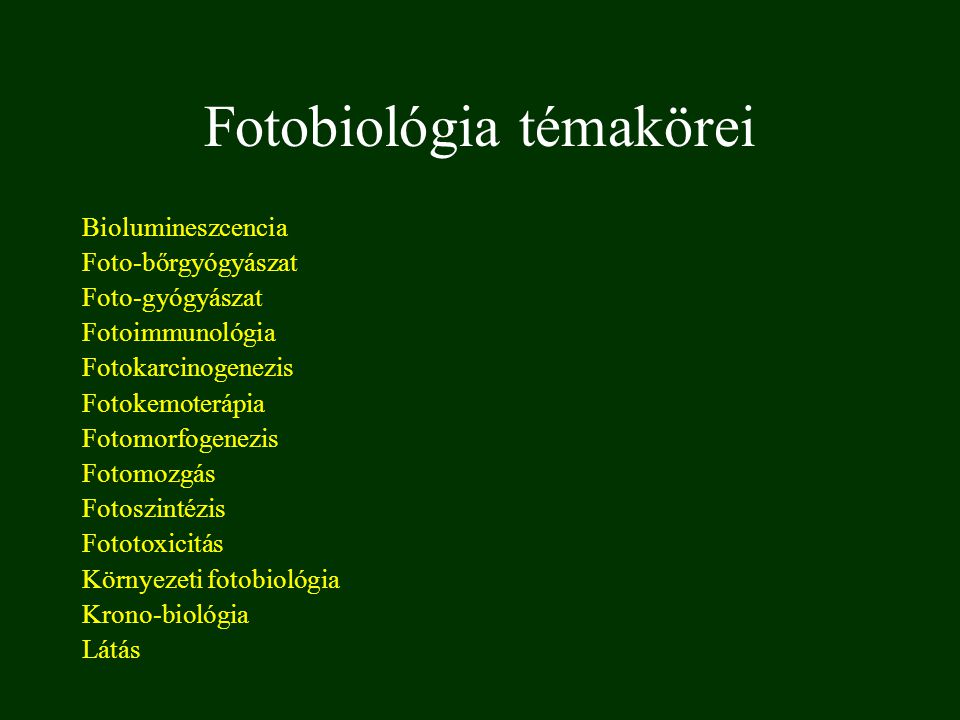 Fotobiológia témakörei