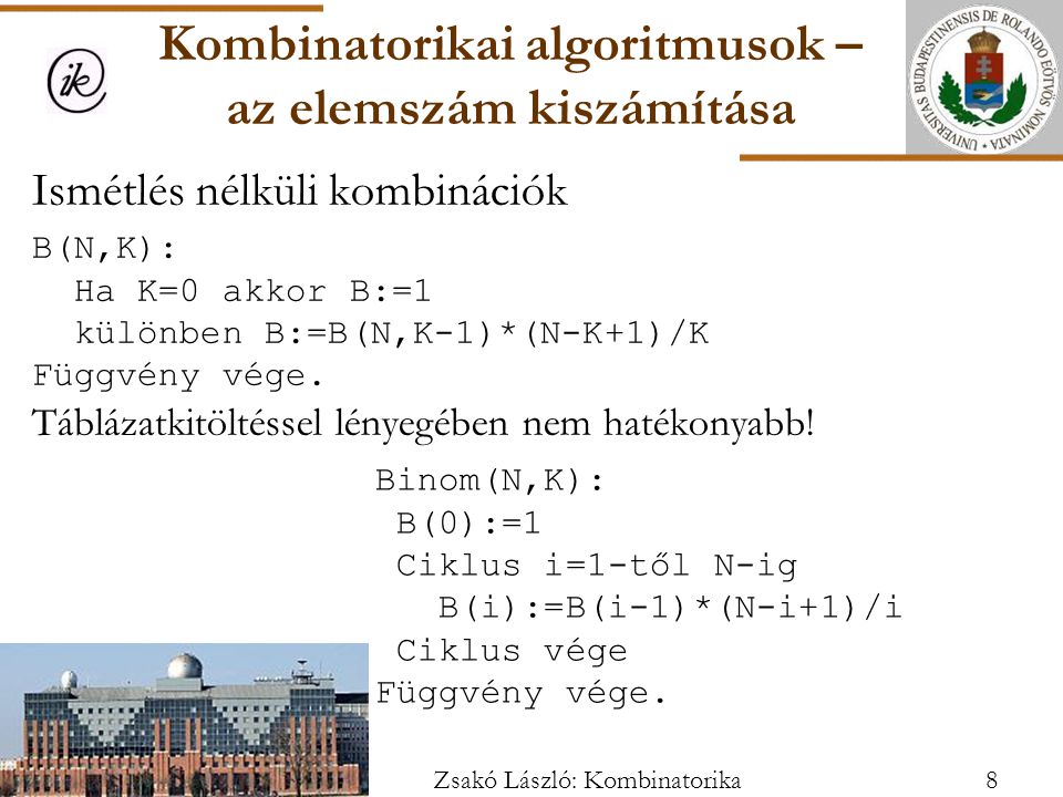 Kombinatorikai algoritmusok – az elemszám kiszámítása