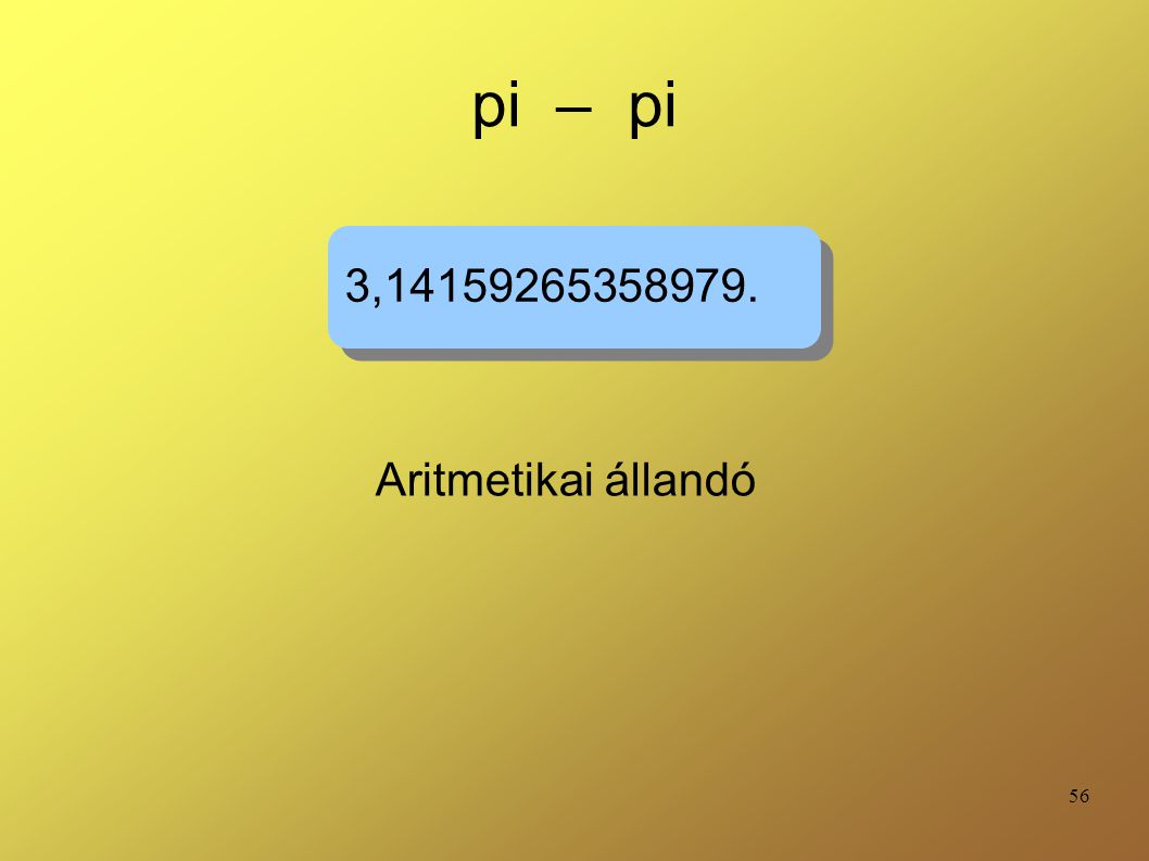 pi – pi 3, Aritmetikai állandó
