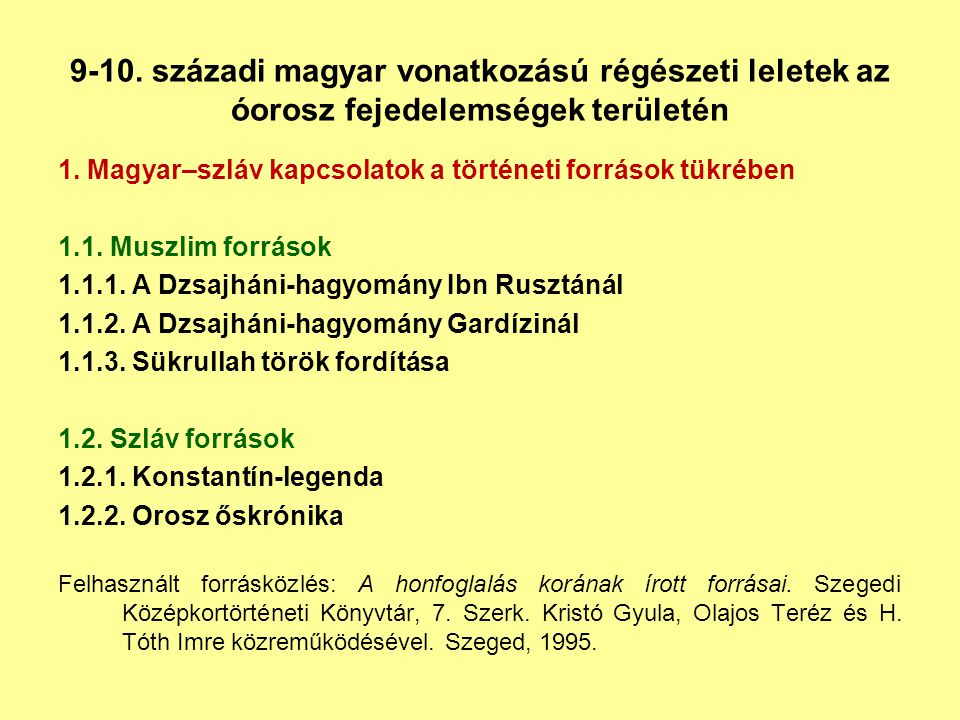 9-10. századi magyar vonatkozású régészeti leletek az óorosz fejedelemségek területén