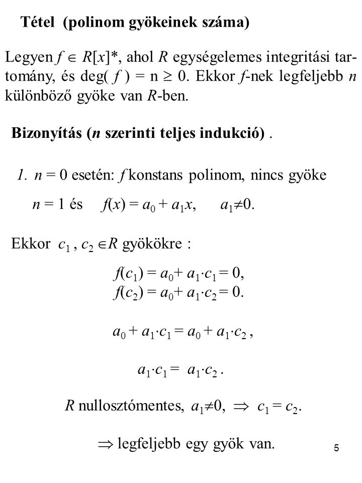 Tétel (polinom gyökeinek száma)