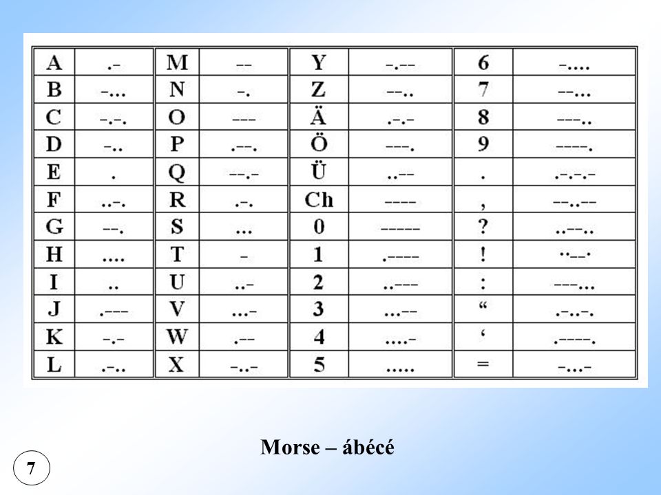 Morse – ábécé 7