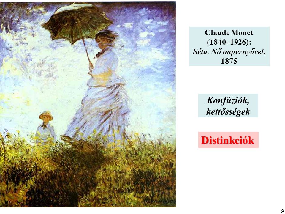 Distinkciók Konfúziók, kettősségek Claude Monet (1840–1926):