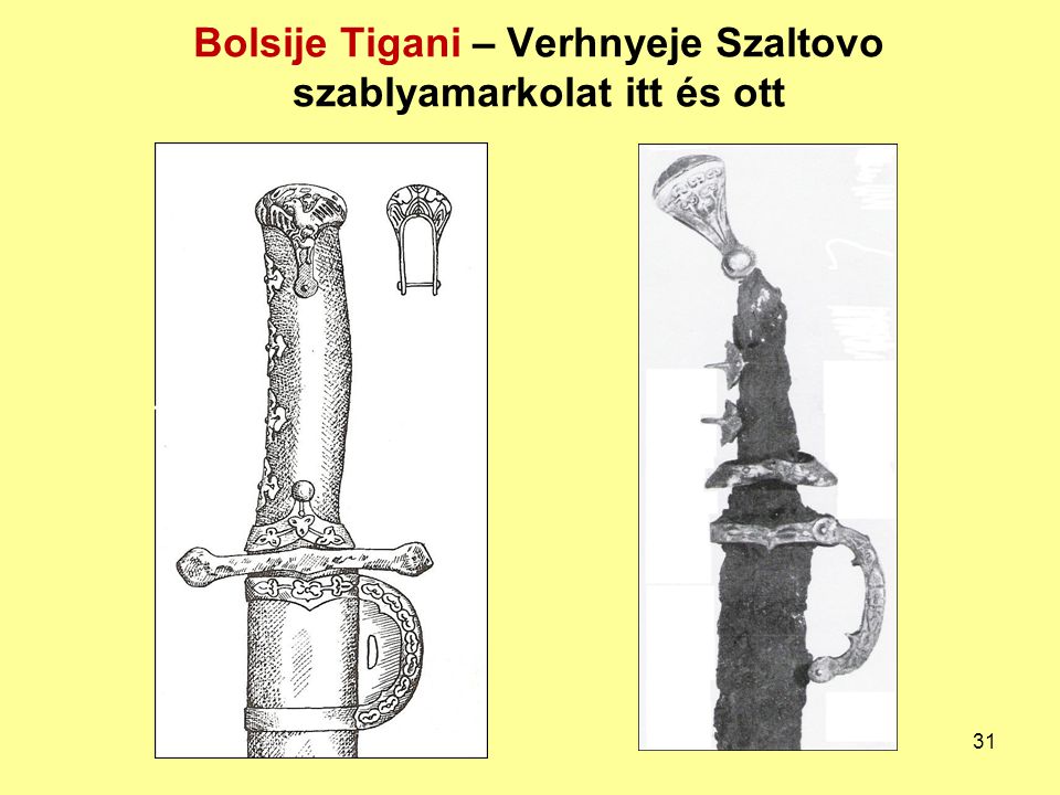 Bolsije Tigani – Verhnyeje Szaltovo szablyamarkolat itt és ott