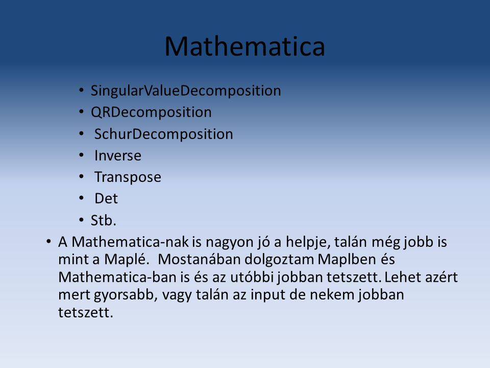 Mathematica SingularValueDecomposition QRDecomposition