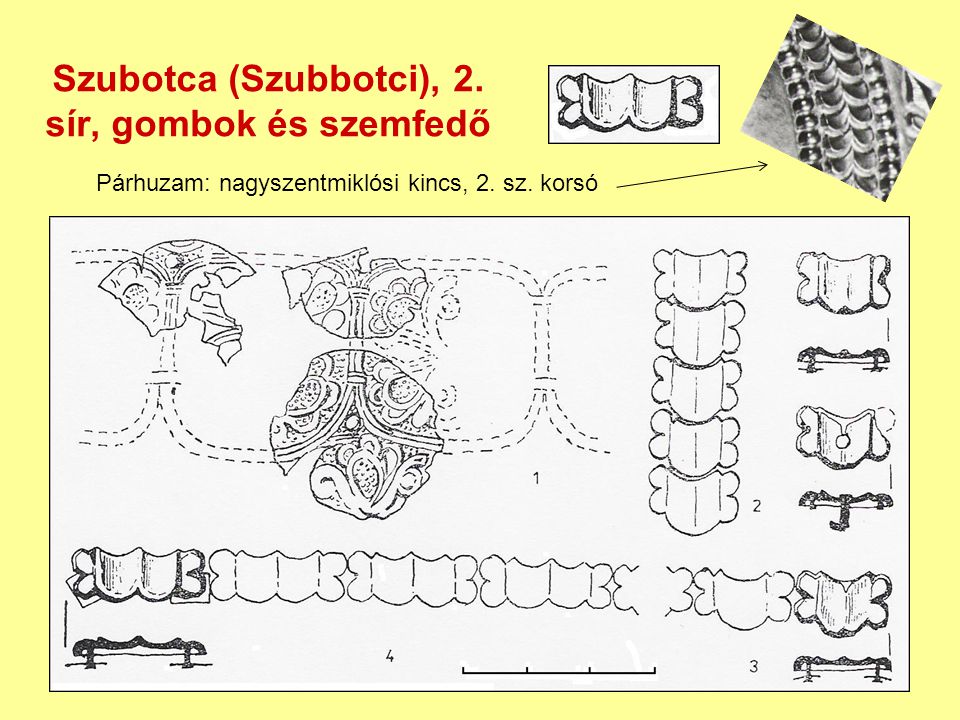 Szubotca (Szubbotci), 2. sír, gombok és szemfedő