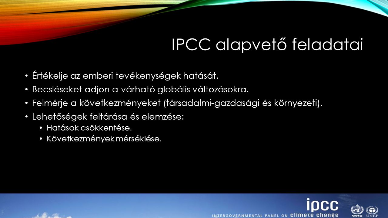 IPCC alapvető feladatai