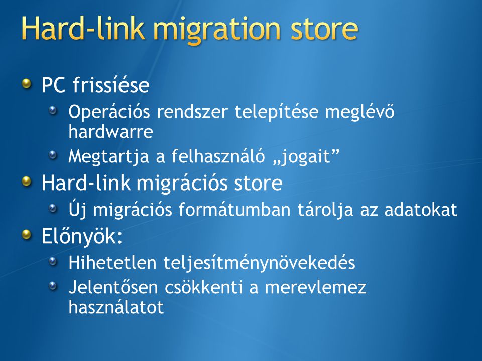 Hard-link migration store