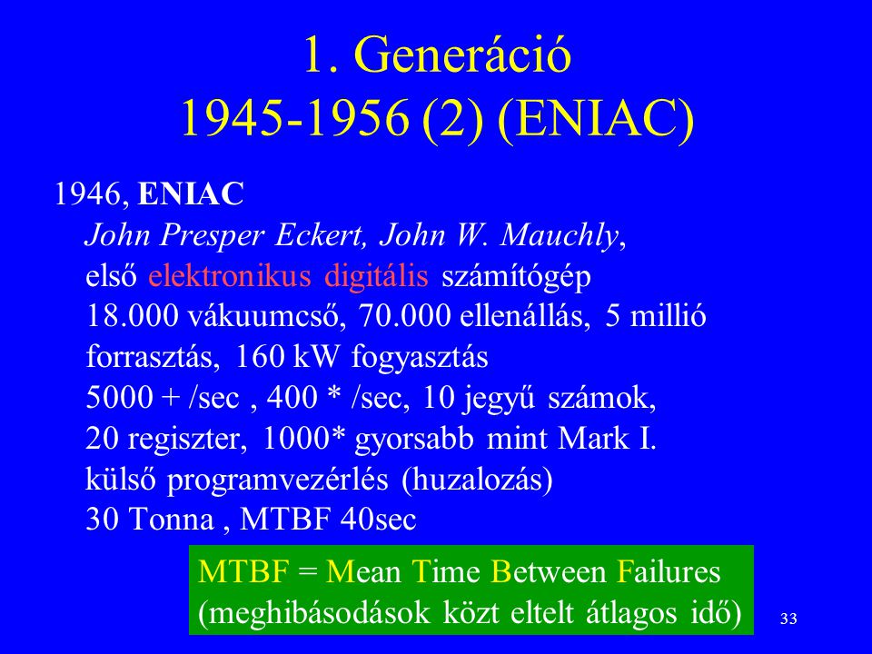 1. Generáció (2) (ENIAC)