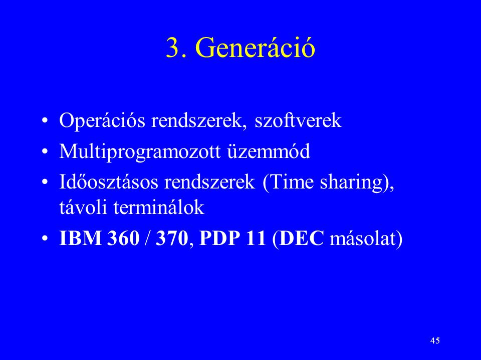 3. Generáció Operációs rendszerek, szoftverek