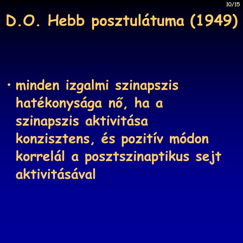 D.O. Hebb posztulátuma (1949)