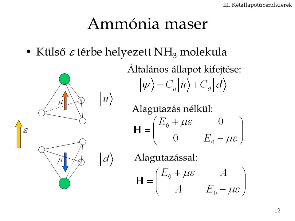 Ammónia maser Külső  térbe helyezett NH3 molekula