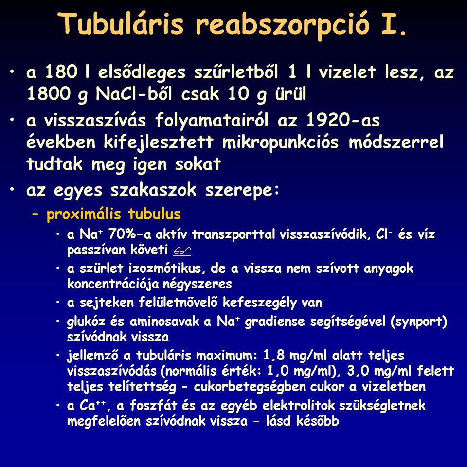 Tubuláris reabszorpció I.