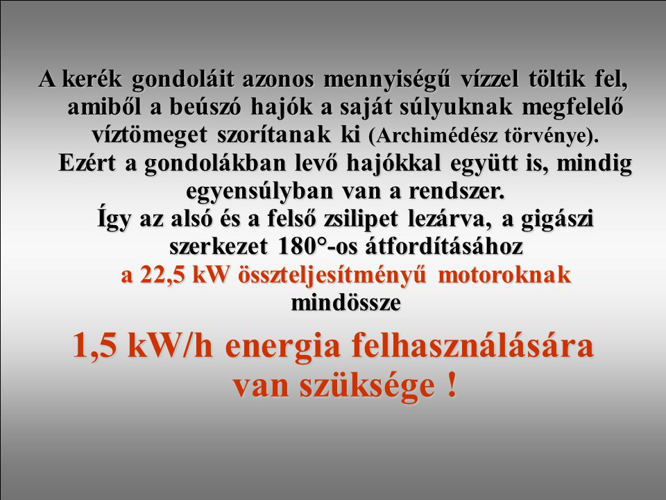 1,5 kW/h energia felhasználására van szüksége !