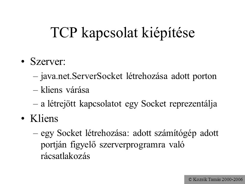 TCP kapcsolat kiépítése