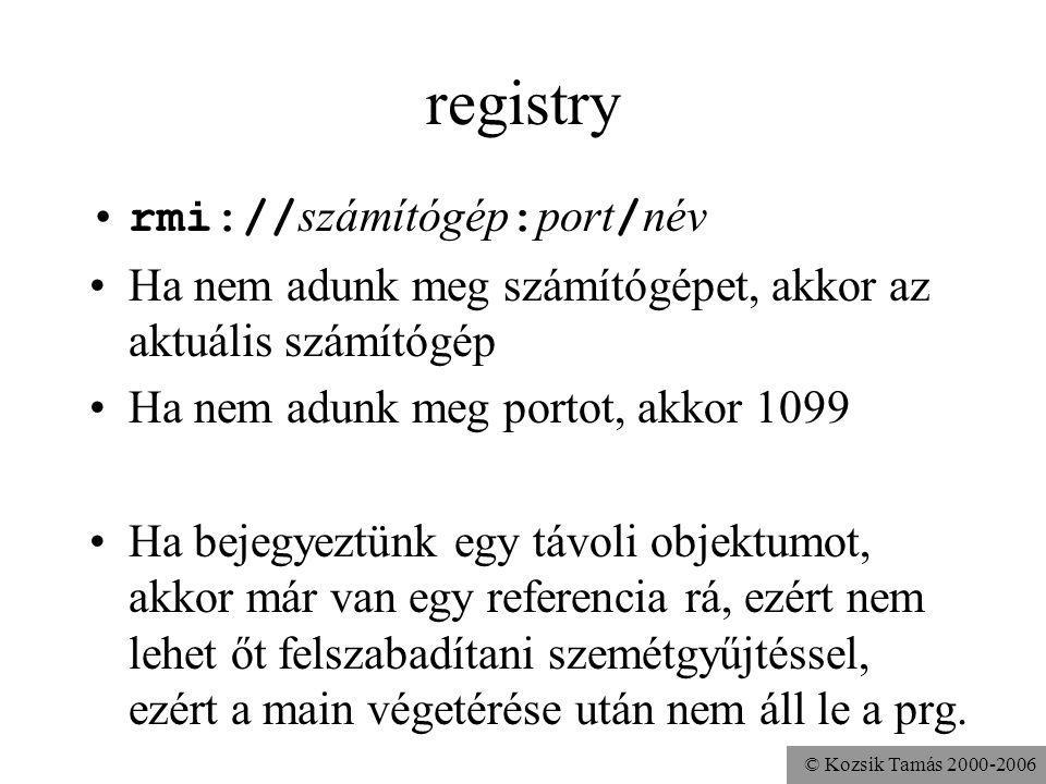 registry rmi://számítógép:port/név