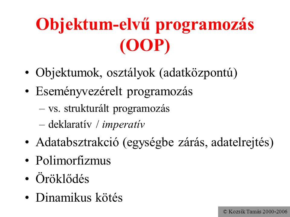 Objektum-elvű programozás (OOP)