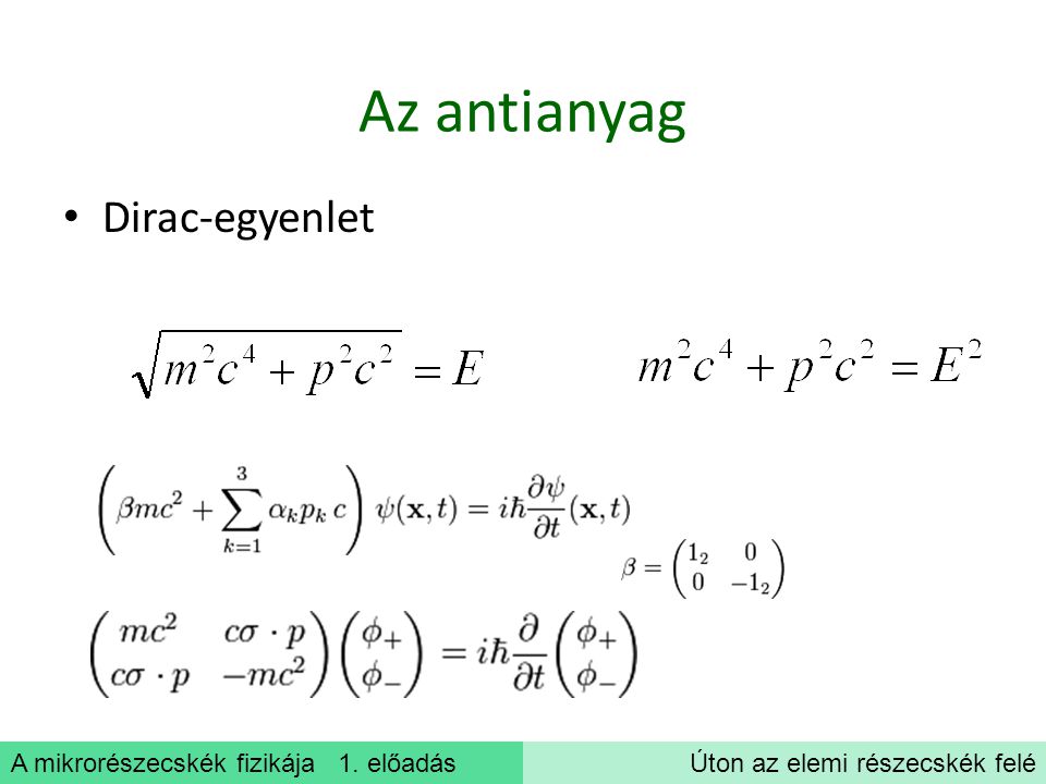 Az antianyag Dirac-egyenlet