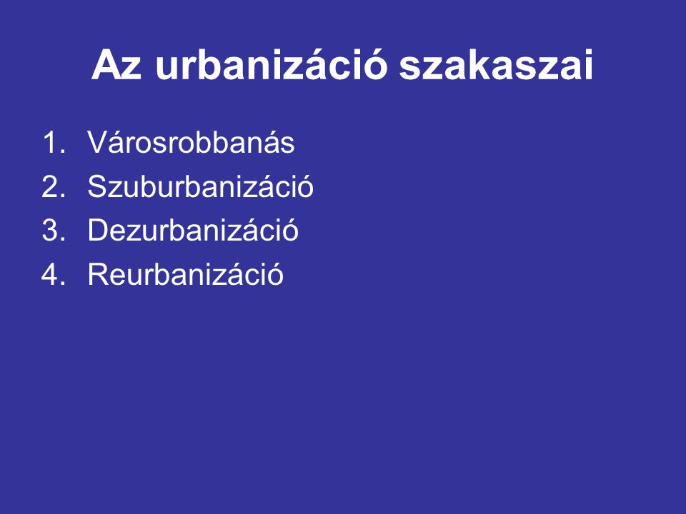 Az urbanizáció szakaszai