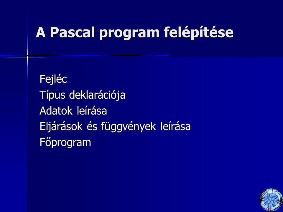 A Pascal program felépítése