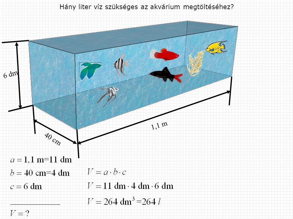 Hány liter víz szükséges az akvárium megtöltéséhez
