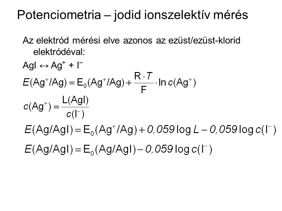Potenciometria – jodid ionszelektív mérés