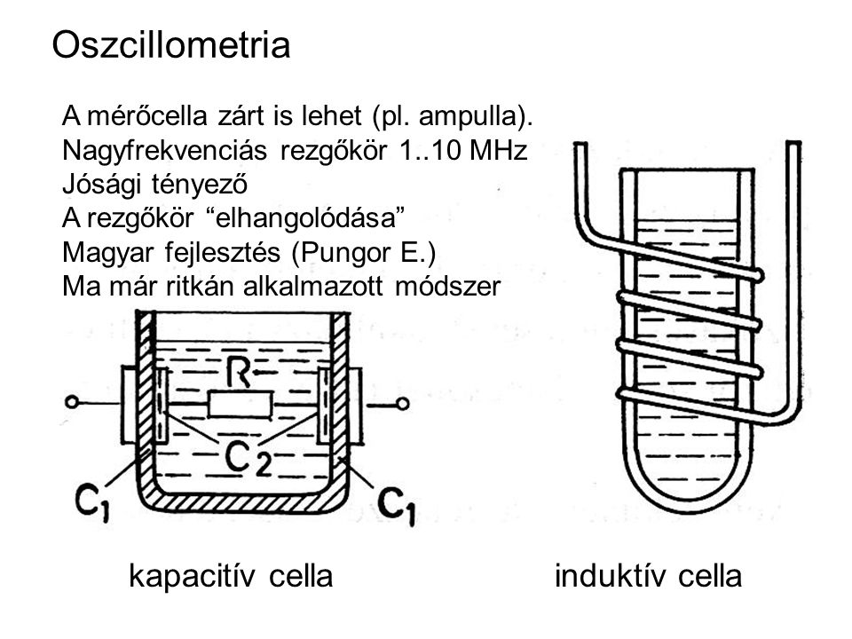 Oszcillometria kapacitív cella induktív cella