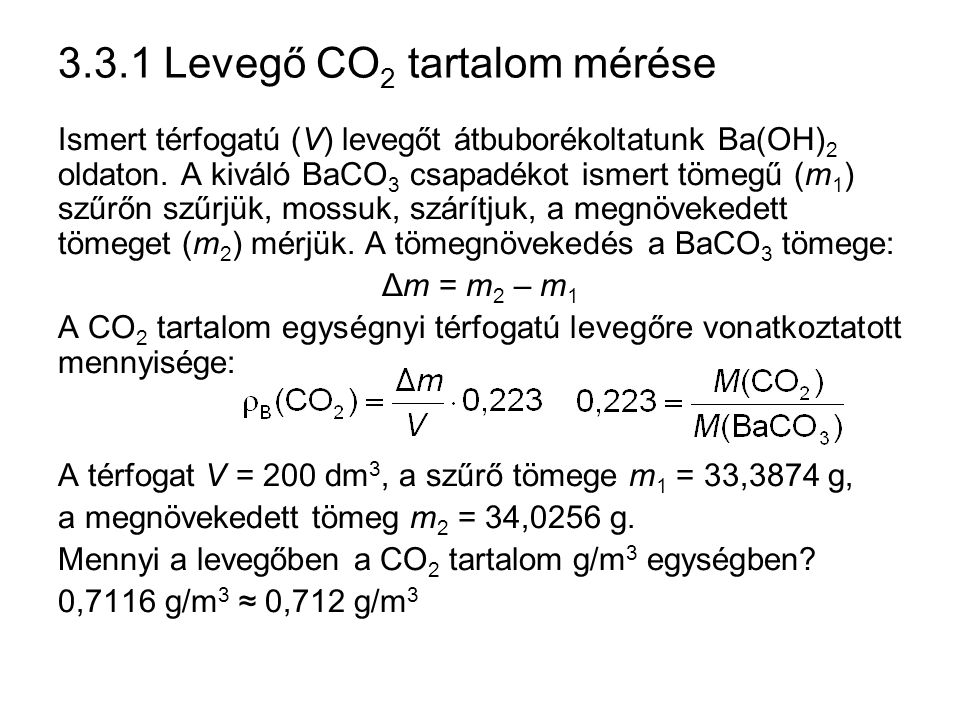 3.3.1 Levegő CO2 tartalom mérése