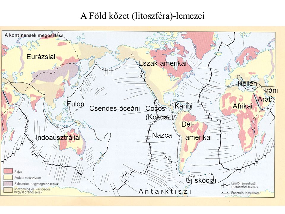 A Föld kőzet (litoszféra)-lemezei