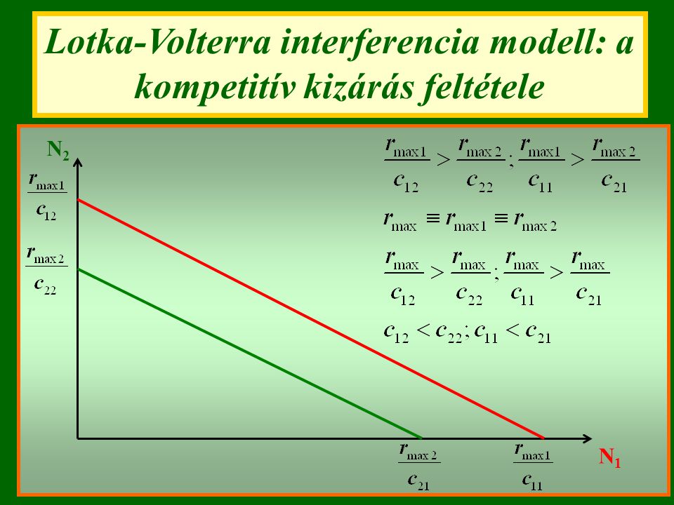 Lotka-Volterra interferencia modell: a kompetitív kizárás feltétele