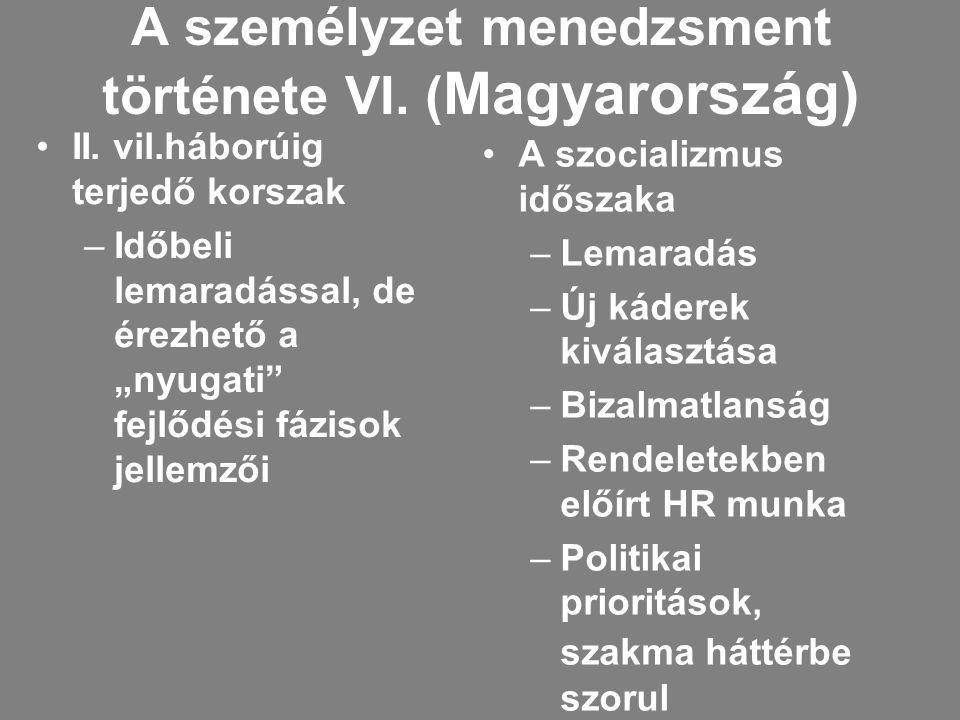 A személyzet menedzsment története VI. (Magyarország)