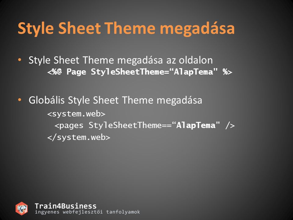 Style Sheet Theme megadása