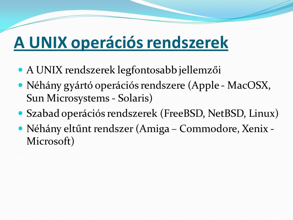 A UNIX operációs rendszerek