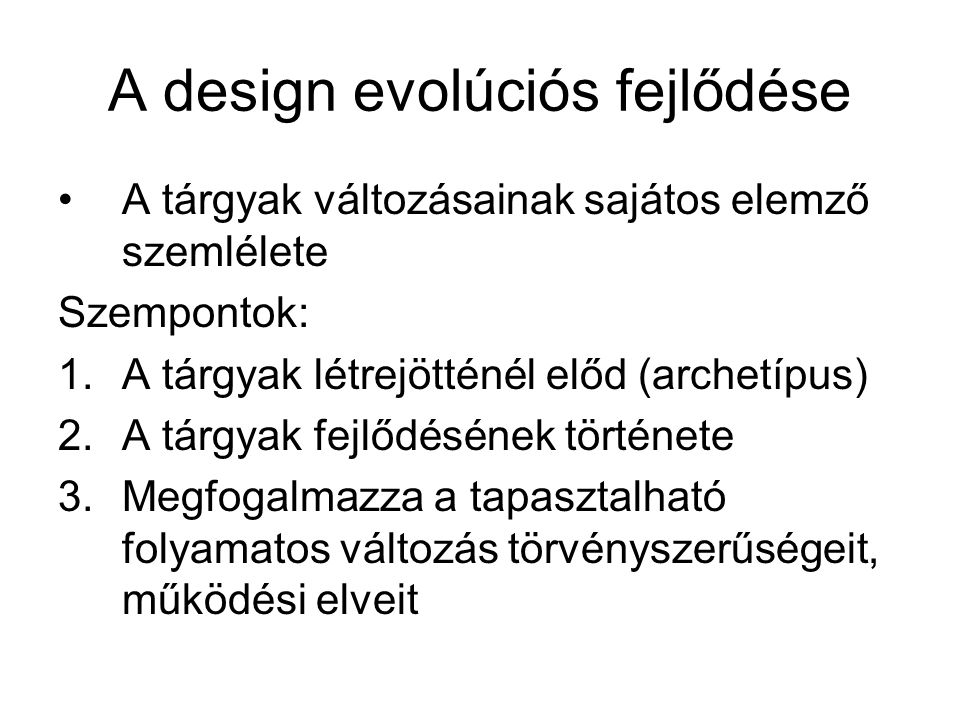 A design evolúciós fejlődése