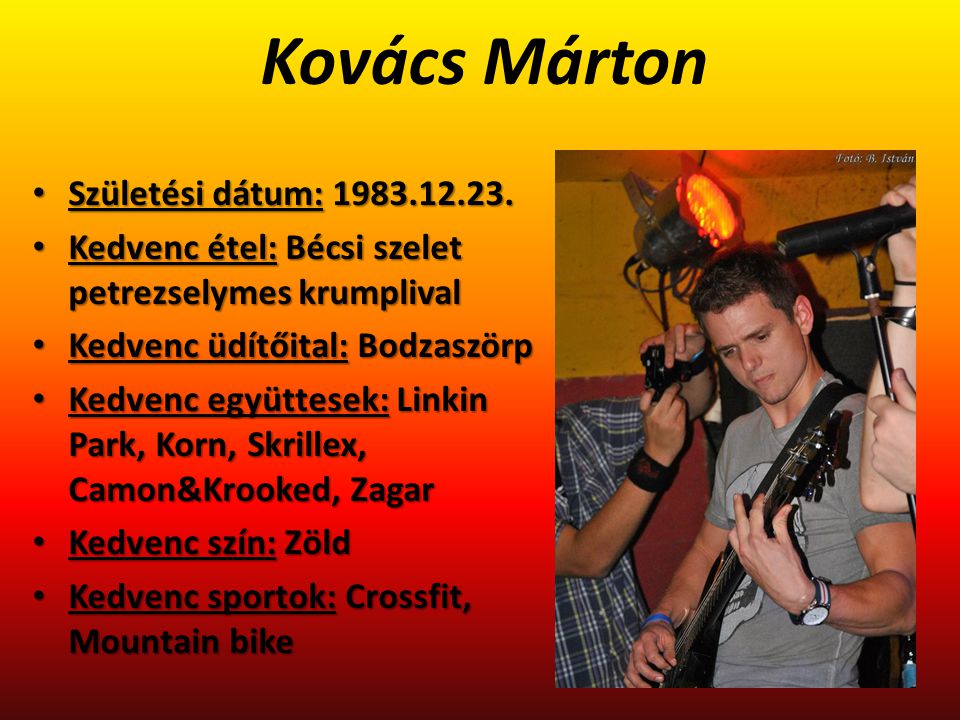 Kovács Márton Születési dátum: