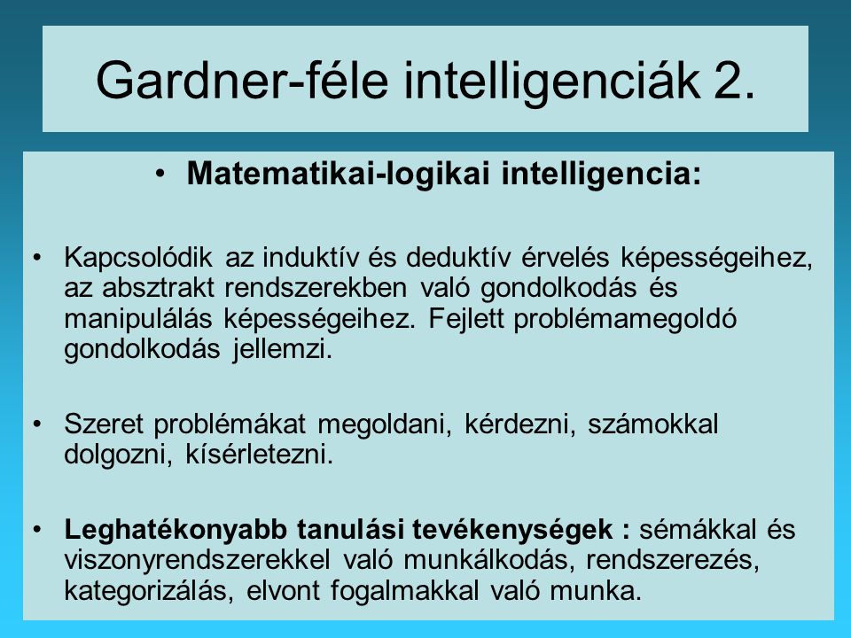 Gardner-féle intelligenciák 2.