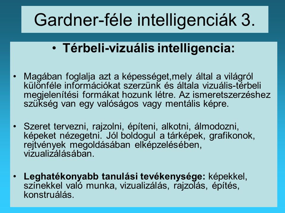 Gardner-féle intelligenciák 3.