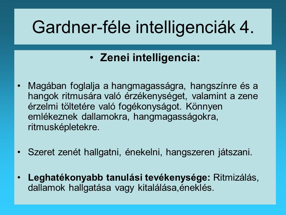 Gardner-féle intelligenciák 4.
