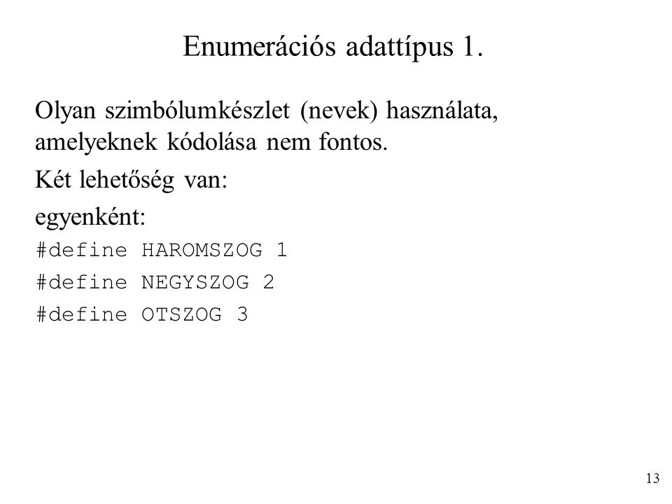 Enumerációs adattípus 1.