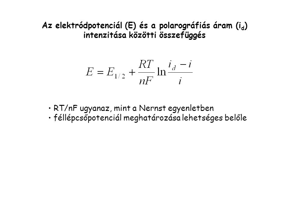 Az elektródpotenciál (E) és a polarográfiás áram (id) intenzitása közötti összefüggés