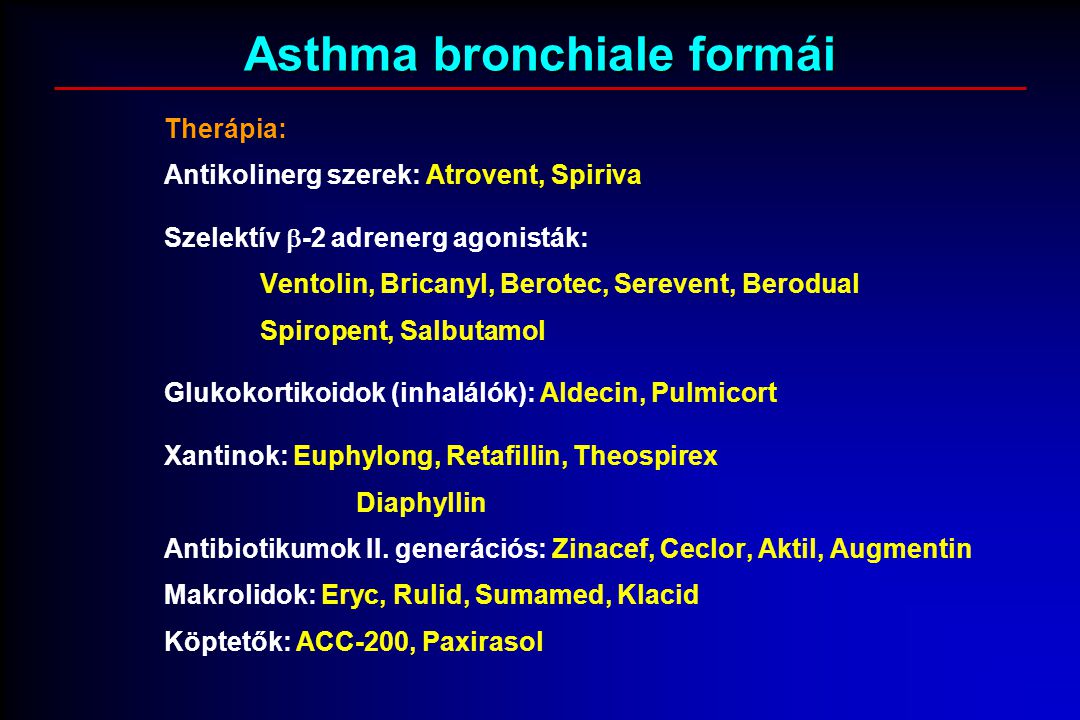 Asthma bronchiale formái
