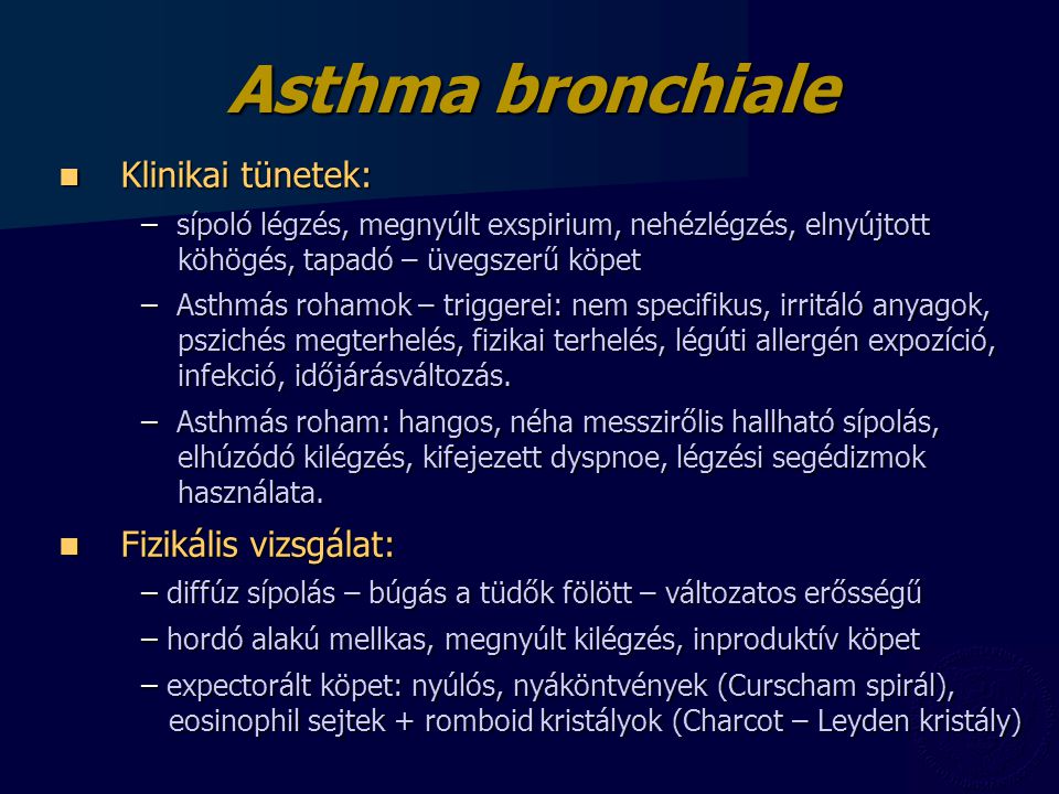 Asthma bronchiale Klinikai tünetek: Fizikális vizsgálat: