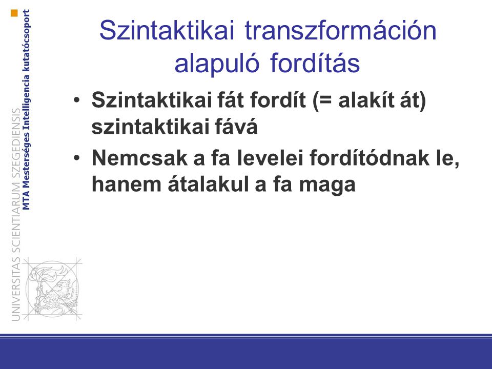 Szintaktikai transzformáción alapuló fordítás