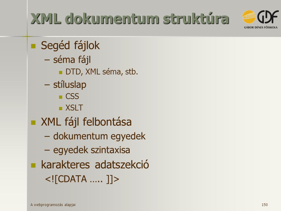 XML dokumentum struktúra