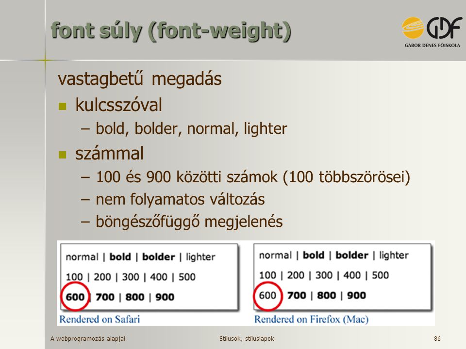 font súly (font-weight)