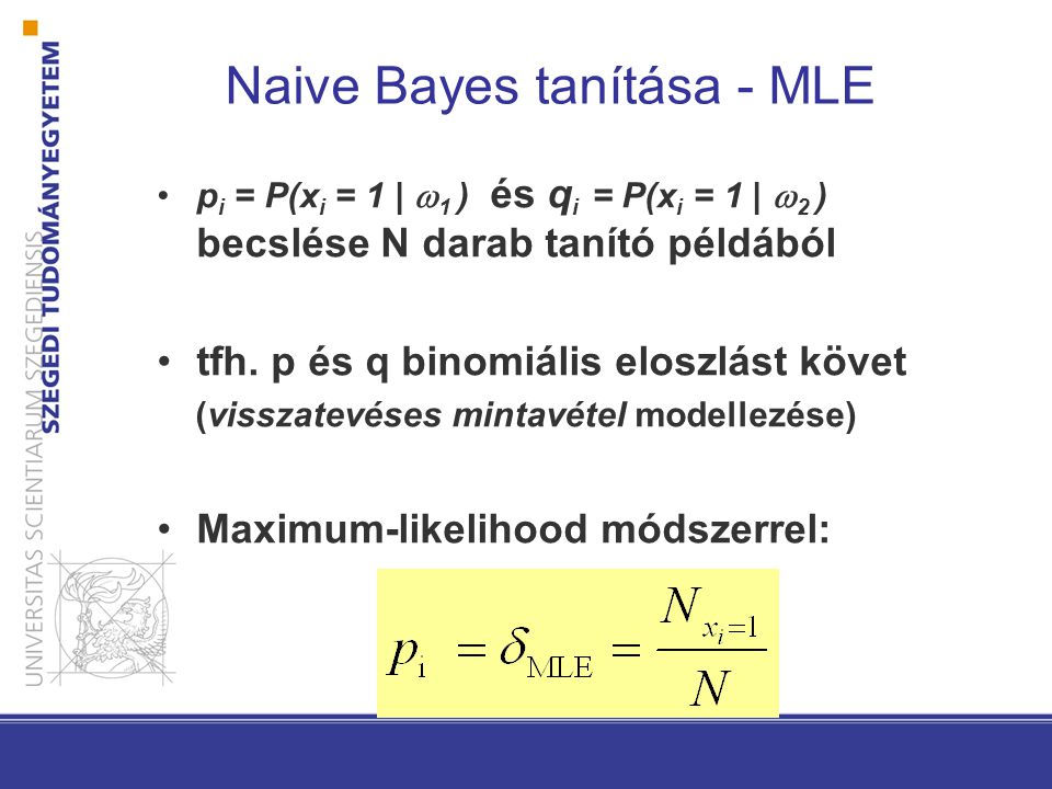 Naive Bayes tanítása - MLE