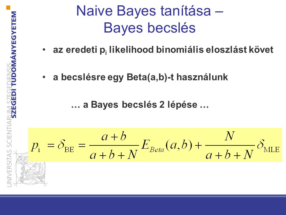 Naive Bayes tanítása – Bayes becslés