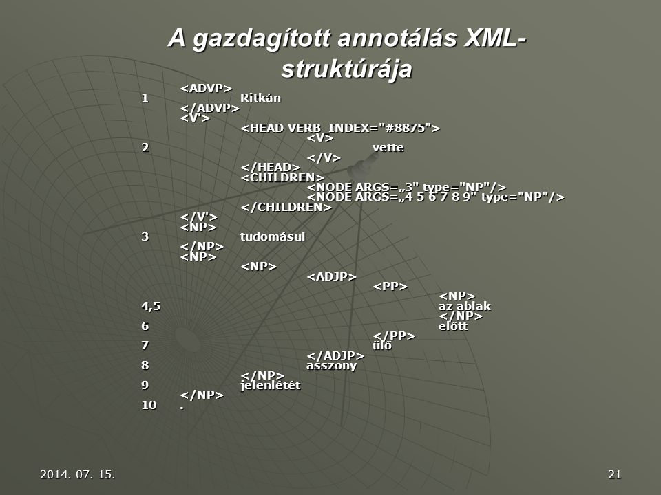 A gazdagított annotálás XML-struktúrája