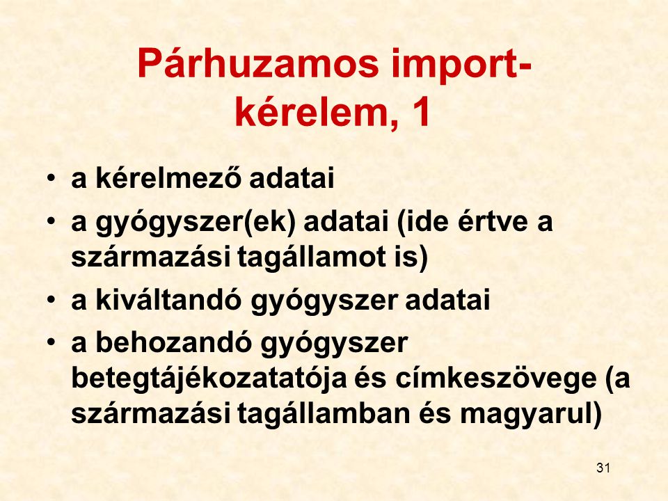 Párhuzamos import-kérelem, 1