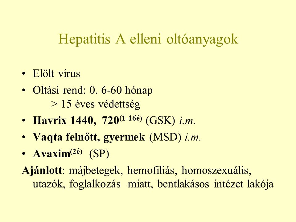 Hepatitis A elleni oltóanyagok